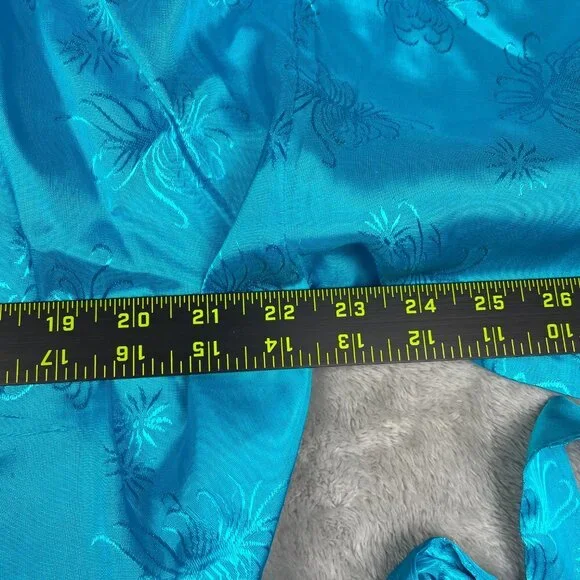 Vintage Golden Bee Teal Blue Chinese Kimono Robe Dress Women's Large - Picture 6 of 10